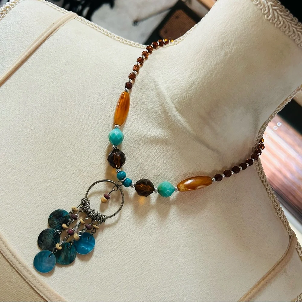Handcrafted repurpose southwest style beaded necklace